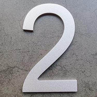 Imagem de Números de casa de aço inoxidável de 15 cm - Endereço residencial flutuante à prova de ferrugem e à prova d'água para porta de garagem externa ou mais, elegante acabamento prateado com jateamento,