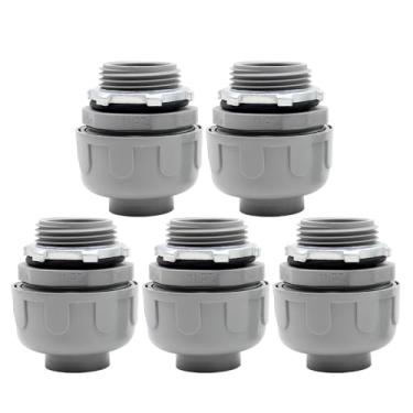 Imagem de MAKERELE Pacote com 5 conectores retos de 1 polegada PVC 180° - listado na UL, retardador de chamas, resistente à corrosão para conduíte elétrico premium em configurações de serviço pesado
