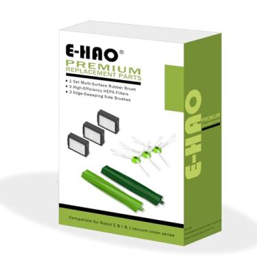 Imagem de E-HAO Peças de substituição para iRobot Roomba i & j & e e Combo i & j Series, 1 conjunto de escovas de borracha, 3 filtros HEPA, 3 escovas laterais para