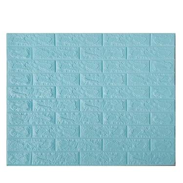 Imagem de Placa Painel Espuma 3D Autoadesivo Tijolinho Pietruzza - 70 x 77 cm - Espessura 6mm - 1 Peça (Azul Piscina)