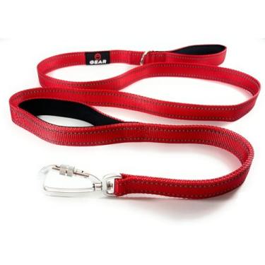 Imagem de Coleira resistente para cães com mosquetão de trava – guia de nylon refletiva com alça acolchoada ou alças duplas de trânsito – perfeita para caminhadas e treinamento – cães grandes, médios e pequenos