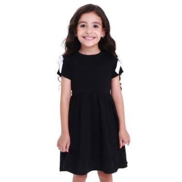 Imagem de Vestido Infantil Menina Rodado Básico 100% Algodão Laço na Manga Model