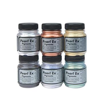 Imagem de Jacquard Pearl Ex Pigment Powder Conjunto de 6 cores Frasco de 14 g para aquarela, tinta de caligrafia e argila