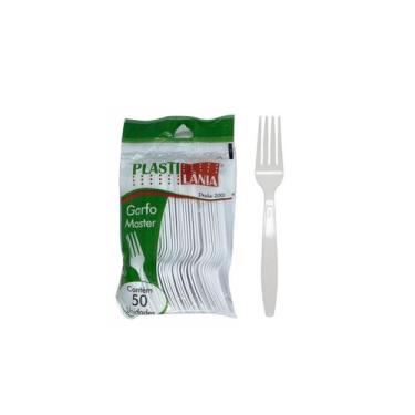Imagem de Garfo refeição master branco 18cm com 50 un plastilânia - Plastilania