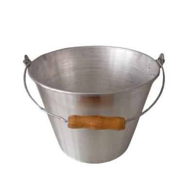 Imagem de Balde Multiuso Aluminio Reforcado 10 Lts Alca Madeira - Shopmy