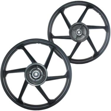 Imagem de Par de rodas de alumínio liga leve freio a tambor CG125 Fan 2009 a 201