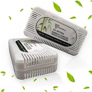 Imagem de Desodorizador de geladeira AZPAKO (1 pacote) - Desodorizador de geladeira de carvão ativado de bambu natural - Eficaz do que bicarbonato de sódio - Removedor de cheiro de carbono ativado, eliminador