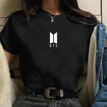 Imagem de Camiseta feminina algodao kpop bts preto - loja dinka, g