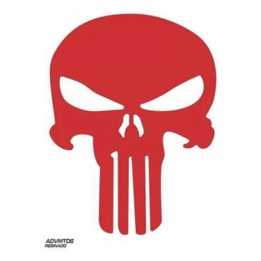 Imagem de Adesivo Resinado Caveira Skull Justiceiro Vermelho - Resitank