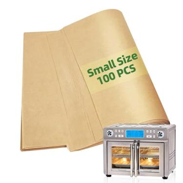 Imagem de Forros de fritadeira de ar descartáveis, 100 peças de folhas de papel pergaminho de tamanho pequeno compatíveis com forno Emeril Lagasse Dual Zone 360, acessórios de fritadeira a ar para Emeril