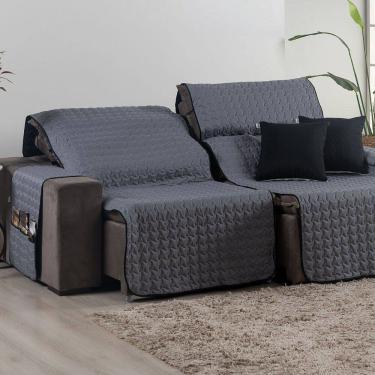 Imagem de Protetor de Sofá Retrátil Shield Hipercal 400 Fios Dupla Face 2,20m - Cinza/Preto