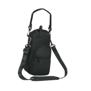 Imagem de simhoa Bolsa de garrafa de garrafinha de água Bolsa de mamãe de moda Crossbody Burse com alça de bolso com zíper para viajar para caminhadas, Preto