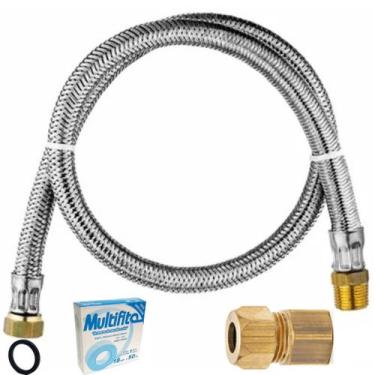 Imagem de Kit Instalaçao Mangueira 1,50 Metro + adaptador Gás Encanado - MR GÁS