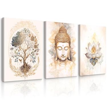 Imagem de Arte de parede Zen Decoração de Buda Flor de Lótus Arte Árvore da Vida Pintura em Tela Yoga Meditação Estúdio Arte de Parede Mindfulness Energia Espiritual Poster para Sala de Estar Quarto Tela