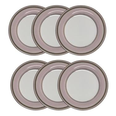 Imagem de Jogo de pratos rasos em porcelana Strauss Rose Line 28cm 6 peças