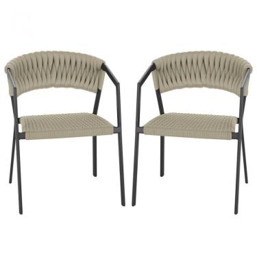 Imagem de 2 Cadeiras Tricô Náutico E Alumínio Proteção Uv Varanda Rami