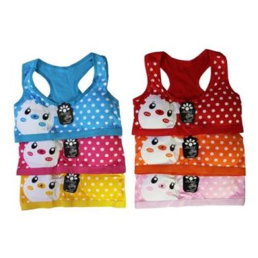 Imagem de Sutiã Top Infantil Juvenil Nadador Bojo Removível Algodão Estampa - KO