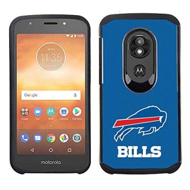 Imagem de Prime Brands Group Capa de celular para Motorola Moto E5 Cruise/E5 Play - notas de búfalo licenciadas pela NFL - Capa traseira texturizada azul em TPU preto
