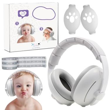 Imagem de Fones de ouvido para bebês com protetor de ruído ajustável para bebês e crianças, redução de ruído para dormir, ao ar livre, protetor de ruído, Cinza, G