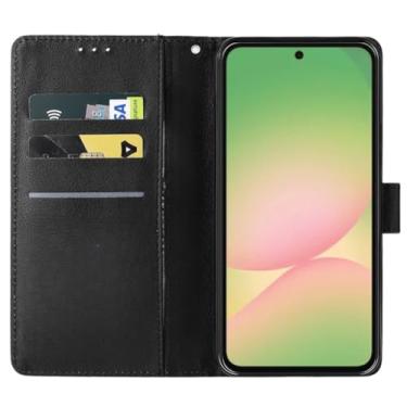Imagem de Capa Carteira em Couro Compatível Samsung Galaxy A56 Flip Case Premium com Porta Cartões, Preto
