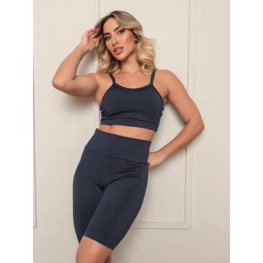 Imagem de Conjunto de Academia Feminino Top e Bermuda cós Alto Fitness 2049 - Le