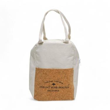 Imagem de Bolsa Termica Branco Lancheira Porta Marmita Com Alça e Bolso na Frente 20 X 27 X 17cm Rio Home