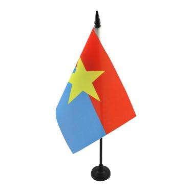 Imagem de Bandeira de mesa vietcongue 12 cm x 20.3 cm - Bandeira de recepção de libertação nacional 21 x 14 cm - Bastão e base de plástico preto - AZ FLAG