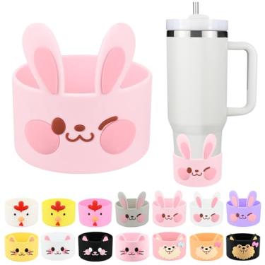 Imagem de Linda bota de silicone animal para copo Stanley de 1,134 g, capa protetora inferior de copo Stanley, acessórios para botas Stanley Cup (rosa coelho)