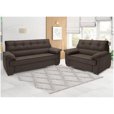 Imagem de Conjunto de Sofás 2 e 3 Lugares Lisboa Linoforte, Café, 3 e 2 lugares