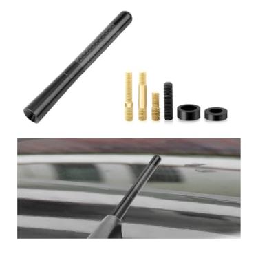 Imagem de Yourkar Antena curta para carro, antena curta de alumínio de 12 cm para montagem automática no telhado, substituição de mastro de antena de rádio com parafusos universais para a maioria dos veículos