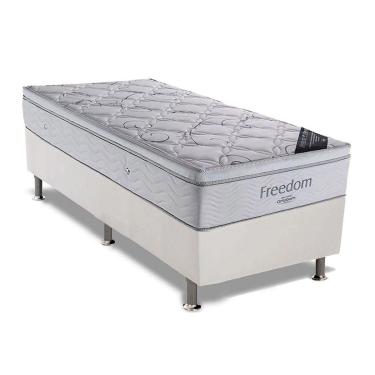 Imagem de Cama Box Solteiro: Colchão Molas SuperPocket Ensacadas Ortobom Freedom + Base CRC Courano White(88x188)