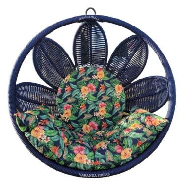 Imagem de Balanço Corda Náutica Jardim Azul Premium Redondo Deck Sacada E Jardim
