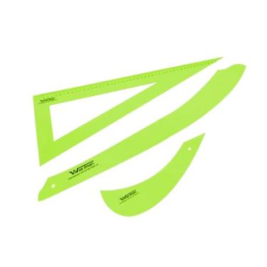 Imagem de Kit Régua de Modelagem para Costura e Corte de Tecido Esquadro profissional(Verde)