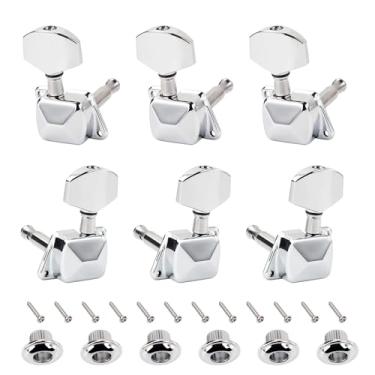 Imagem de Banworks Cravelhas De Afinação Guitarra 3L3R, Chaves, Proporção 15:1, Tarraxas Cordas Semifechadas Com Etiqueta Fixação 45 Graus Para Les Paul Lp Sg, Elétrica Ou Acústica, Pacote 6 Jt/Jxq-13 Cromado