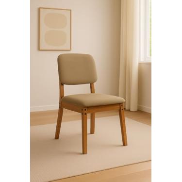 Imagem de Kit 4 Cadeiras de Jantar Paris Base 100% Madeira Eucalipto Tratado Tecido do Estofado Em Linho (AREIA)