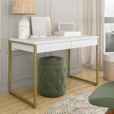 Imagem de Escrivaninha Industrial Vancouver Com 2 Gavetas Dourado/branco - M.a Dourado/branco