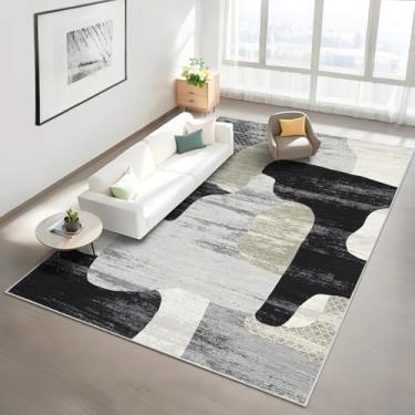 Imagem de COZYLOOM Tapetes de área grande, 22 x 30,5 cm, laváveis na máquina, tapetes contemporâneos para sala de jantar, tapete moderno que não cai, tapetes finos de fácil limpeza para sala de estar