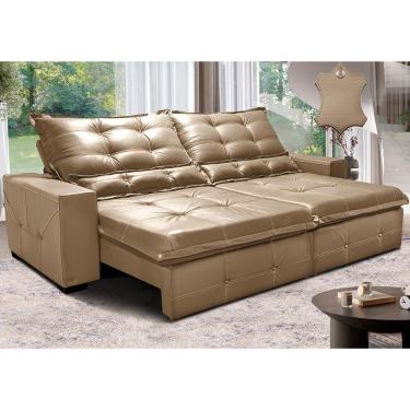 Imagem de Sofá de Couro Legítimo Retrátil e Reclinável 3,15m Cama inBox Toro. SoftGel D40