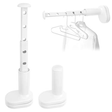Imagem de ReignSword Pacote com 2 cabides de viagem dobráveis, escorredor de roupas para banheiro, quarto e armário, prateleira de secagem de roupas montada na parede (branco)