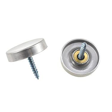 Imagem de Hahiyo Parafusos de espelho de 25 mm de diâmetro, aço inoxidável escovado, sólido, fácil instalação, arruela, tampas decorativas, fixadores, pregos prateados, 8 pares, para banheiro, espelhos,