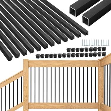 Imagem de HTWAVE Pacote Com 101 Balaústres De 36 Decks, Balaústres De Alumínio Para Corrimão De Deck, Balaústre De Escada De Fuso De Deck De Metal, Balaústres De Varanda De Escada Quadrada Oca Com Parafusos P