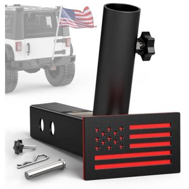 Imagem de boslla Boslla Hitch Flag Pole Holder, Suporte De Mastro De Bandeira Para Engate De Reboque Universal Para Receptores De Engate Padrão De 2 Polegadas, Compatível Com Caminhão, Jipe, Picape, Trailer,