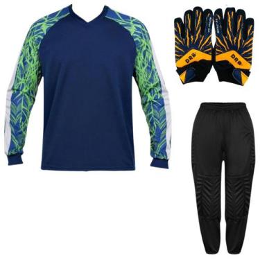 Imagem de Kit Goleiro Infantil Camisa Napoli + Calça TRB + Luva DRB - Kanga Spor