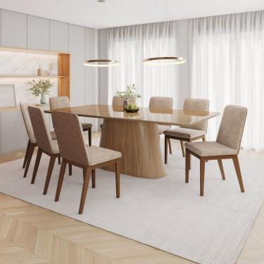 Imagem de Conjunto para Sala de Jantar com 8 Cadeiras Olivia Marrom/Caramelo/Creme