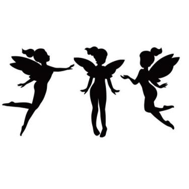 Imagem de Kit 3 Apliques fadas silhuetas fadinhas Mdf Decoração De Parede com fi