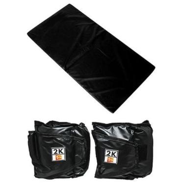 Imagem de Kit Colchonete Preto + Par de Caneleira Tornozeleira De Peso 2kgs Prof
