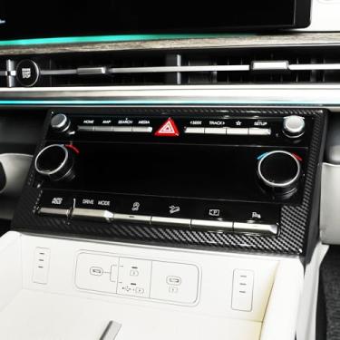 Imagem de YOUTOOCAR Capa de moldura de acabamento de painel de controle climático compatível com acessórios Hyundai Santa Fe 2024–2025 (padrão de fibra de carbono)