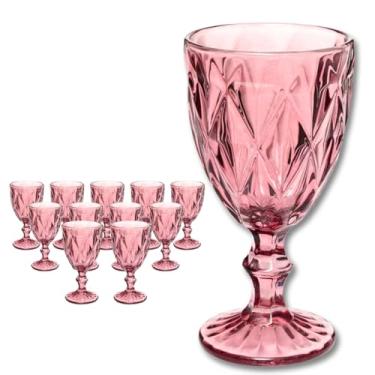 Imagem de Taças de Vidro Lilás 300 ml – Conjunto 12 Unidades Diamond Dona Laura para Água, Suco ou Vinho