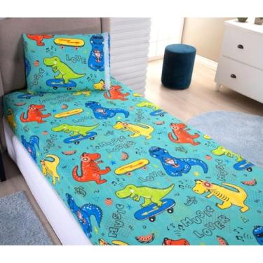 Imagem de Kit Jogo De Lençol Solteiro Com Elástico 2 Peças(Dino Music)