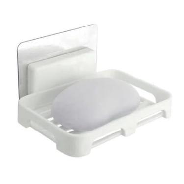 Imagem de Saboneteira com Ventosa Fixação Segura - Design em Folha Natural para Banheiro, Viagem e Bebê | Porta Sabonete com Dreno Automático e Base Antiderrapante(2,Branco)